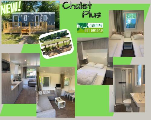 a collage of photos of a house at Camping het Bosbad in Emmeloord