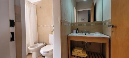 バルネアリオ・エル・コンドルにあるMarina El Condorのバスルーム(洗面台、トイレ、鏡付)