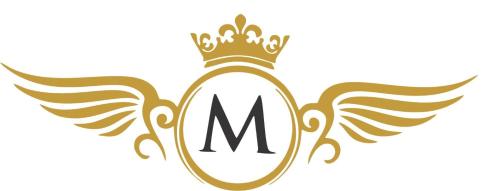 a gold letter m with wings and a crown at Mohalalitoe Bed and Breakfast in Maseru