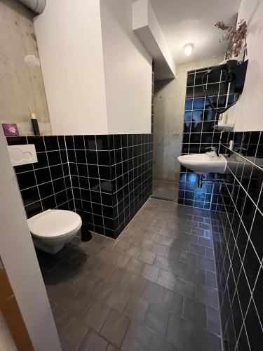 a bathroom with a toilet and a sink at ClinkMama in Amsterdam