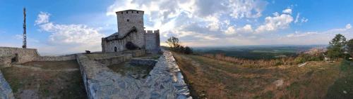 a castle on top of a hill with a fence at Vila Vera Vrsac in Vršac