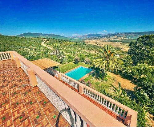 an aerial view of a house with a swimming pool at Dar Bakkali Nadi in Tangier