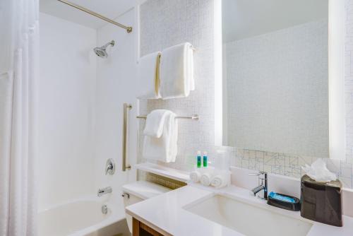 Baño blanco con lavabo y aseo en Holiday Inn Express & Suites Ft. Washington - Philadelphia, an IHG Hotel en Fort Washington