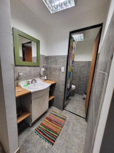 bagno con lavandino e specchio di Los Arroyo a Ushuaia