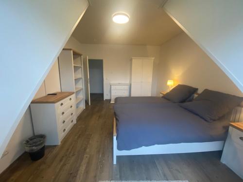 a bedroom with a large bed in a attic at Colmdorf 14a Ferienhaus in Bayreuth