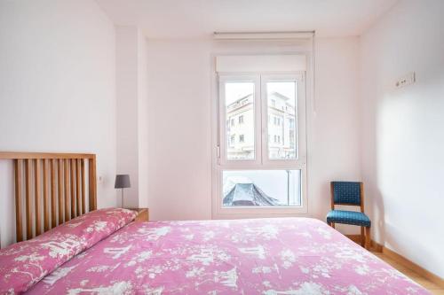 En eller flere senge i et værelse på Apartamento en Baiona con terraza y parking