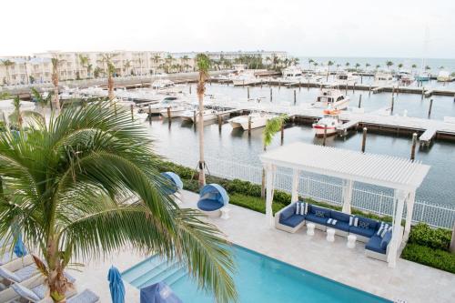 an aerial view of a marina with a pool at Oceans Edge Key West in Key West