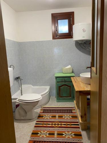 a bathroom with a toilet and a sink at Cottages of Nišići in Sarajevo