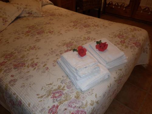 two cakes sitting on top of a bed at Casa Valentí in Taull