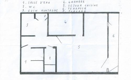 a sketch of the floor plan of a house at Au Coeur De La Station in Les Deux Alpes