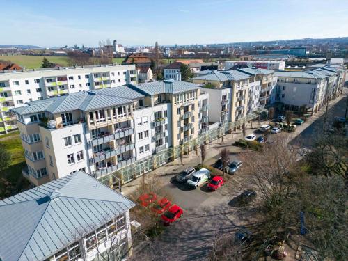 an aerial view of a city with white buildings at Studioatelier in Übigau in Dresden