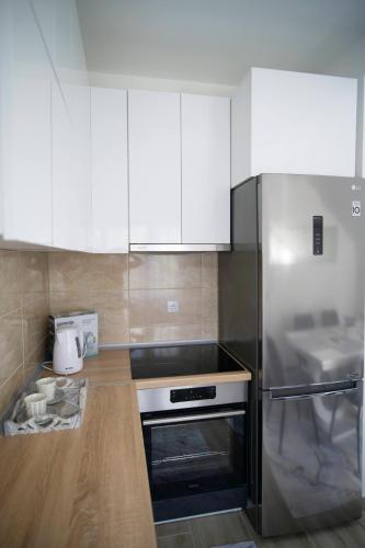 Kuchyň nebo kuchyňský kout v ubytování Luxury Apartments Milićević
