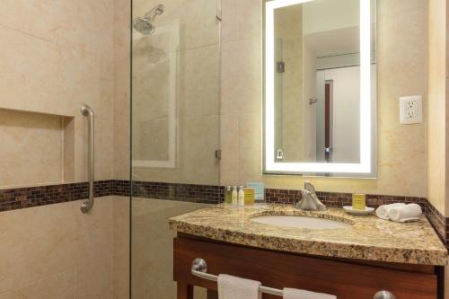 a bathroom with a sink and a shower at Hampton Inn & Suites by Hilton Los Cabos in San José del Cabo