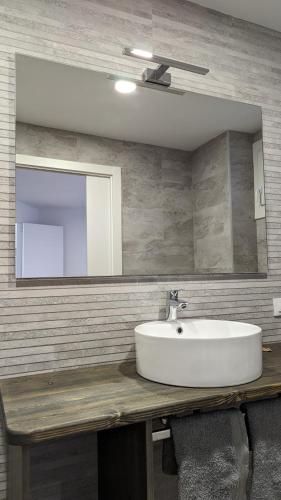 a bathroom with a sink and a mirror at Hydros in Ripoll
