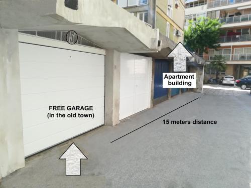 a garage door with a free garage in the old town at Sea Organ Apartment 1 & Garage for Free - Oldtown in Zadar