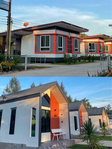 a house before and after being remodeled at My Heaven Resort in Trang