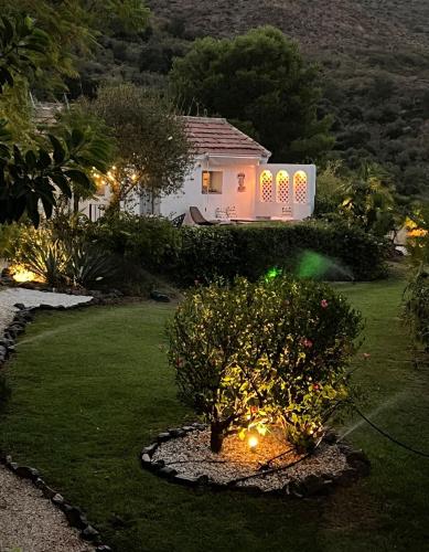 a house with lights in a yard at night at La Careza De Mijas - Adults Only in Mijas