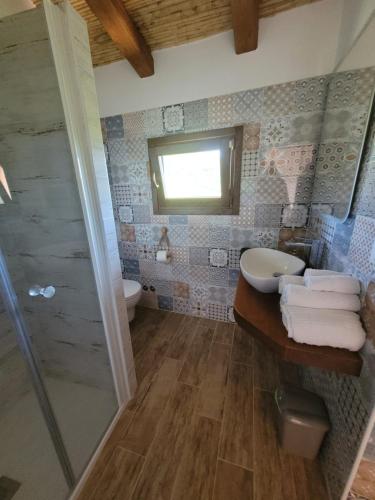 a bathroom with a toilet and a sink and a shower at Luciae Domus in Roccascalegna