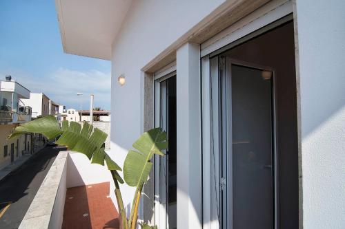 a door to a building with a plant next to it at THE VIEW B&B, terrace & more in San Foca