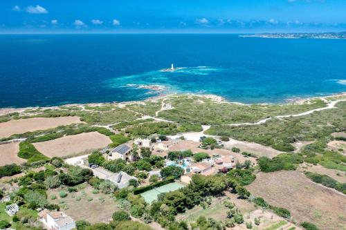 an aerial view of an island in the ocean at Hotel Luci Del Faro in Calasetta
