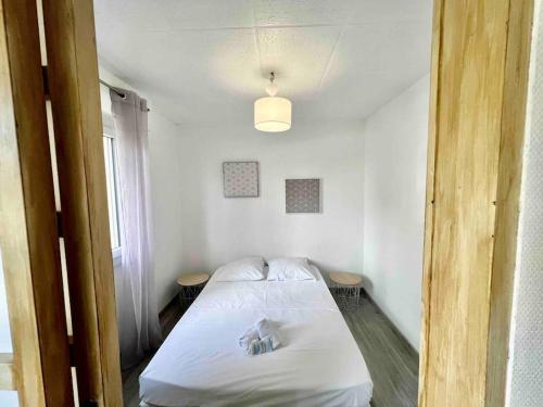 a bedroom with a white bed in a room at Le Genevois - Parking gratuit in Annemasse