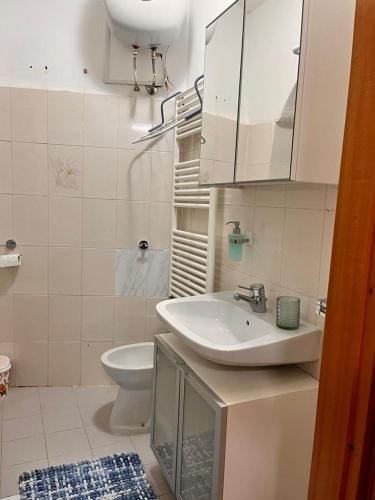 een badkamer met een wastafel en een toilet bij Borgo Mauro in SantʼArcangelo