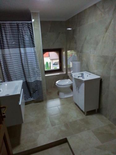 a bathroom with a toilet and a sink at Kula Nekoviča in Gusinje