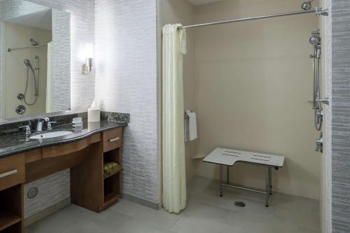 a bathroom with a sink and a shower at Homewood Suites by Hilton Cedar Rapids-North in Cedar Rapids