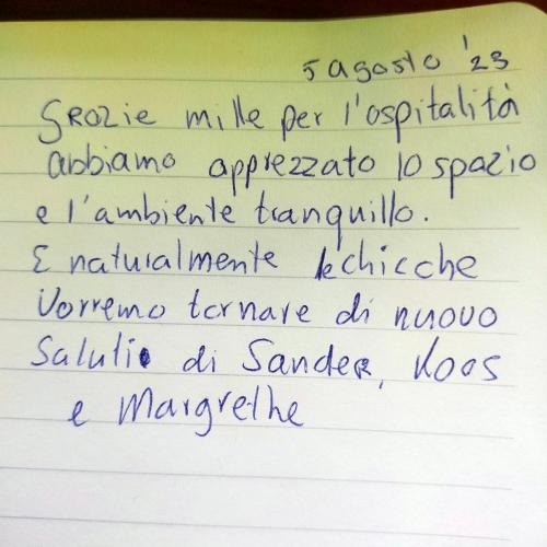 a piece of paper with handwriting on it at MANSARDA VITI - Sguardo su Frontone - in Frontone