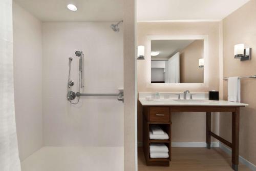 y baño con lavabo y ducha. en Homewood Suites by Hilton Houston NW at Beltway 8 en Houston