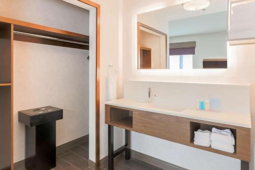 a bathroom with a sink and a mirror at Hampton Inn & Suites Windsor-Sonoma Wine Country in Windsor