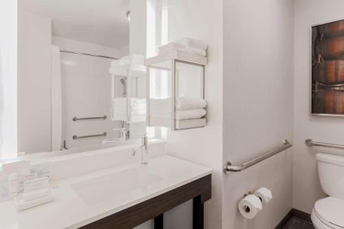 a bathroom with a sink and a toilet at Hampton Inn & Suites Windsor-Sonoma Wine Country in Windsor