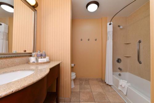 a bathroom with a sink and a toilet and a shower at Hampton Inn & Suites - Coors Road in Albuquerque
