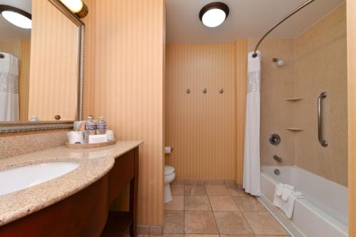 a bathroom with a sink and a toilet and a shower at Hampton Inn & Suites Albuquerque-Coors Road in Albuquerque