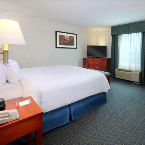 a hotel room with a large bed and a desk at Hampton by Hilton Reynosa Zona Industrial in Reynosa