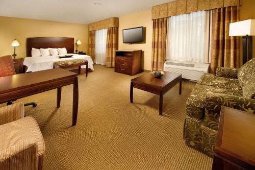 a hotel room with a bed and a couch at Hampton Inn and Suites San Antonio Airport in San Antonio
