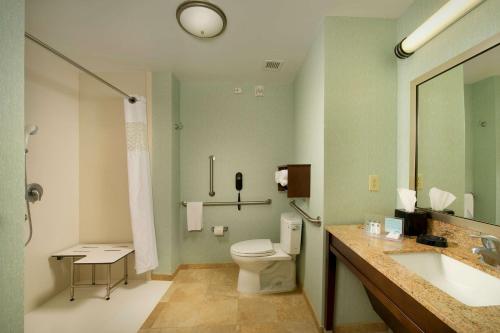 a bathroom with a toilet and a sink at Hampton Inn Uvalde in Uvalde
