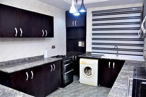 Virtuvė arba virtuvėlė apgyvendinimo įstaigoje 3JD lavishly furnished 2-bed Apt