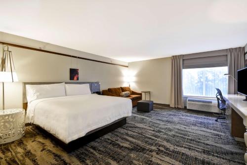 una camera d'albergo con letto e TV di Hilton Garden Inn Austin Round Rock a Round Rock