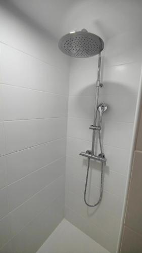 a shower with a shower head in a bathroom at La Damajuana, Casa Rural in Montejaque