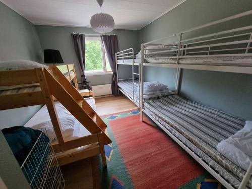 מיטה או מיטות קומותיים בחדר ב-Villa i naturskönt läge Järvsö