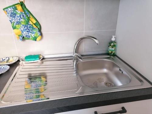 um lavatório de cozinha com uma torneira no balcão em La Casa dei Limoni em La Spezia
