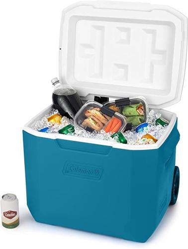a blue cooler with food inside of it at Mareazul Beachfront Resort - Casa Ancora in Playa del Carmen