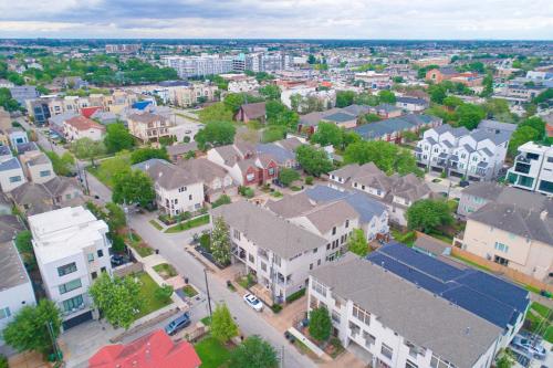 an aerial view of a town with houses at 3BR 3Ba Upscale Luxury Home in The Heights in Houston