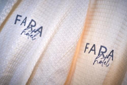 a close up of a napkin with writing on it at Hotel Fara - Marina Cape in Aheloy