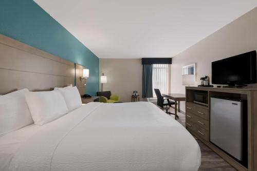 um quarto de hotel com uma cama grande e uma televisão de ecrã plano em Best Western Hampton Coliseum Inn em Hampton