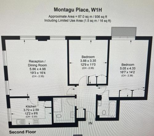 a floor plan of a floor plan of a house at Luxury 2 Bedroom Marylebone Apartment in London
