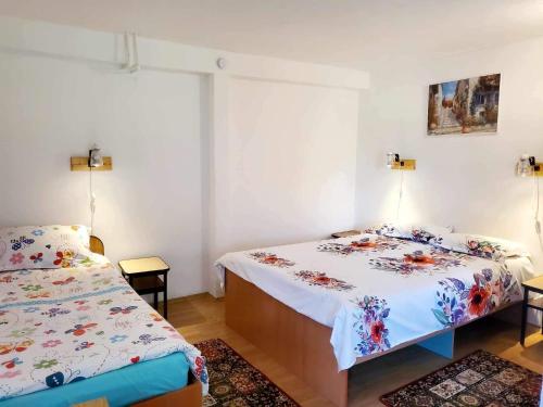 百樂費利克斯的住宿－Casa Alexa，一间卧室设有两张床和窗户。