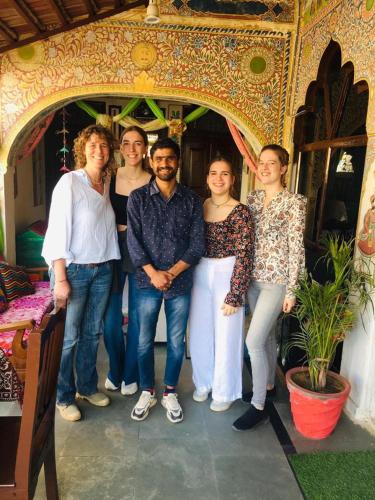 a group of people posing for a picture at Hotel Shekhawati Haveli in Mandāwa