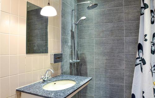 y baño con lavabo y ducha. en Awesome Apartment In Helsingr With Wifi, en Helsingør